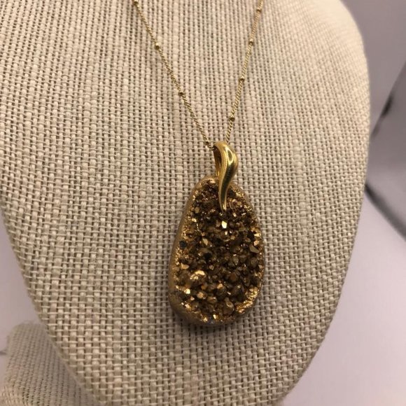 Gold-Tone Druzy Pendant Necklace - Picture 2 of 12